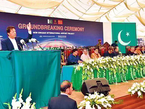 PM Imran Khan at the groundbreaking ceremony of the New Gwadar International Airport Project in Balochistan on Friday.