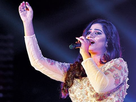 Shreya Ghoshal performs at the Bollywood Parks in Dubai. 