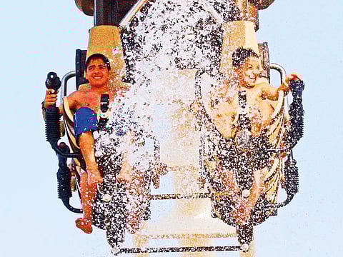 The Bandit Bomber, the interactive water rollercoaster ride, in Yas Waterworld Abu Dhabi in Yas Island.