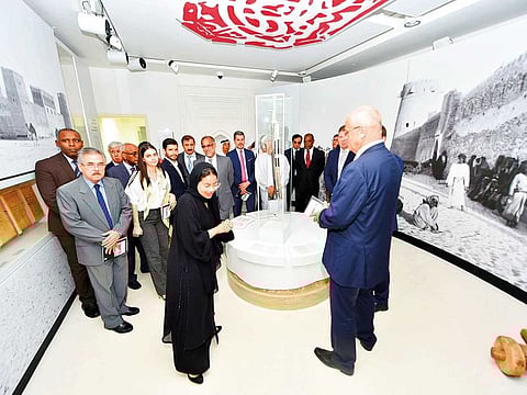 A tour organised by the Ministry of Foreign Affairs for the UAE Ambassadors of the diffrent counties to  visit Qasr Al Hosn, the oldest and most significant building in Abu Dhabi  on Tuesday -Saif Saeed Ghobash, Under secretary of  Department of Culture and Tourism (DCT) received  the diplomats along with  the ADTC officials.