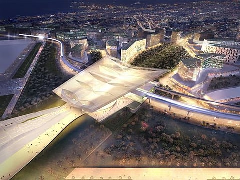 An artist's rendition of the Expo 2020 metro station.  