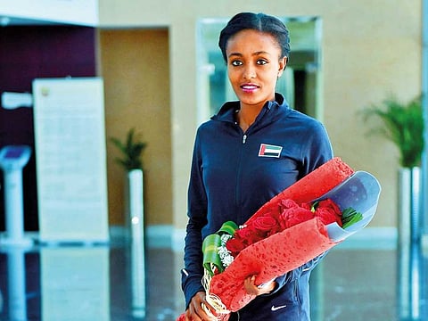 The UAE Athletics Federation team member Alia Saeed Mohammad at the GAYSW on June 11th, 2015. 