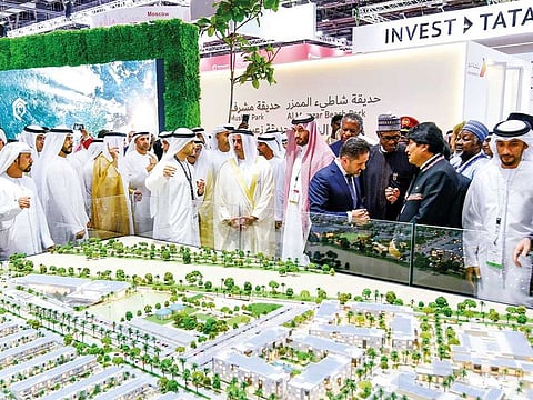 Shaikh Saif Bin Zayed Al Nahyan, Deputy Prime Minister and Minister of Interior, visits the Annual Investment Meeting at Dubai World Trade in Dubai.