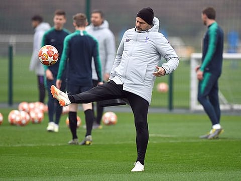 Tottenham manager Mauricio Pochettino during training. 