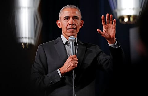 Former U.S. President Barack Obama addresses a town hall of young leaders from across Europe at an Obama Foundation event in Berlin, Germany April 6, 2019.