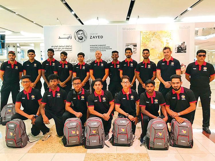UAE Under-19 team at Dubai International Airport