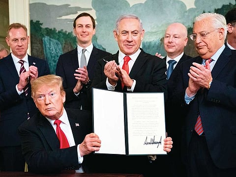 With Benjamin Netanyahu standing by him, US President Donald Trump officially recognised the occupied Golan Heights as Israeli territory in Washington last month.