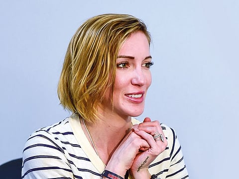 Katie Cassidy talking to Gulf News at the Middle East Film & Comic Con 2019.