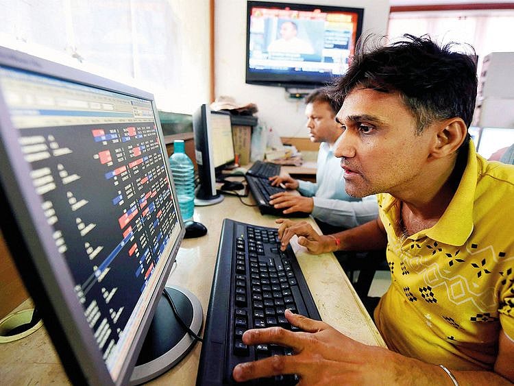 Brokers at the Bombay Stock Exchange