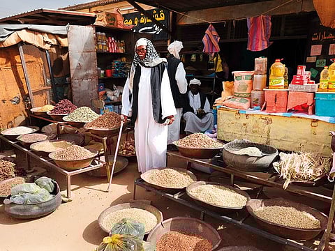A market in Khartoum. Sudan’s economy has been facing limited access to foreign currency, and purchasing power was severely eroded by skyrocketing inflation.