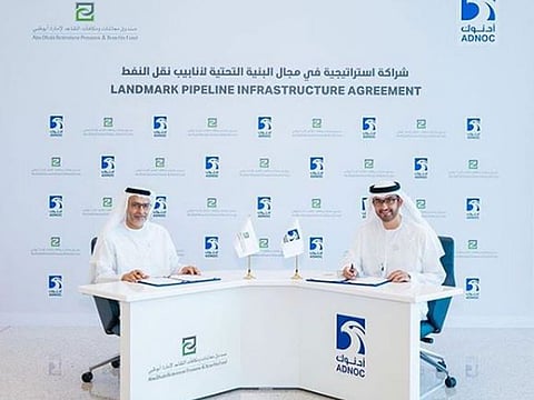 Adnoc signed a $300 million pipeline infrastructure investment agreement with the Abu Dhabi Retirement Pensions & Benefits Fund. 