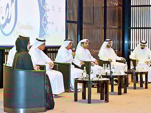 Hamad Al Shaibani and other officials announce the launch of the first Ramadan Dubai festival during a press conference yesterday. IACAD has licensed 313 iftar tents this year.