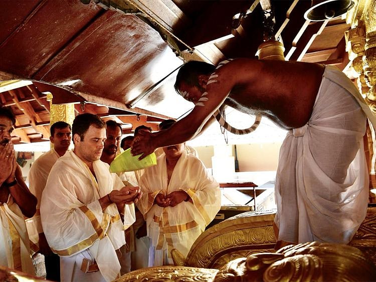 Rahul Gandhi at the Thirunelli Temple in Wayanad