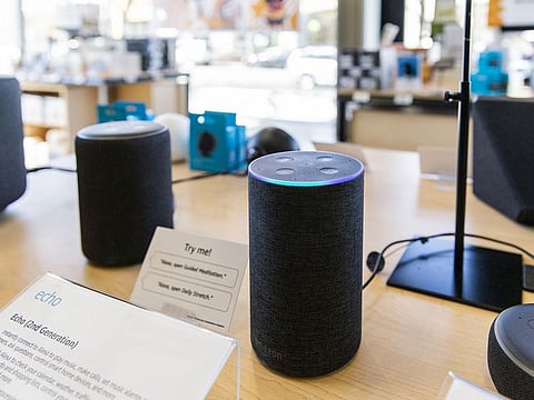 An Amazon.com Echo smart speaker sits on display inside an Amazon 4-star store in Berkeley, California.