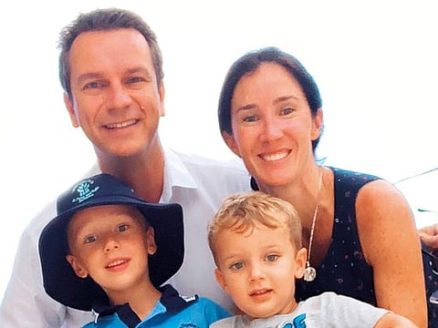 Gregg and Talia Lapins with their sons  Cooper (left, who was born with assisted medical reproduction), and Hugo.
