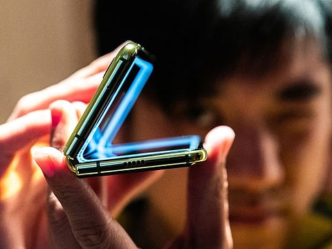 A Samsung Electronics Galaxy Fold mobile device in New York on April 15, 2019.