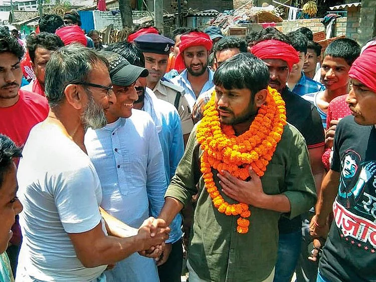 CPI candidate Kanhaiya Kumar interacts with potential voters