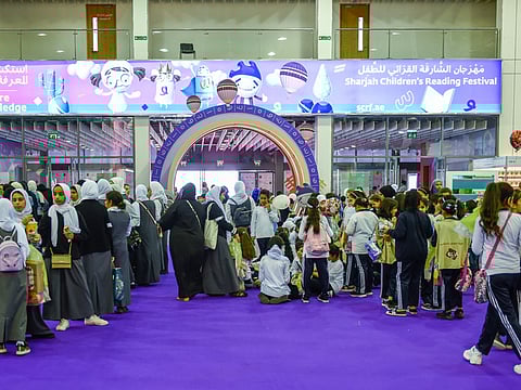 Schoolchildren at the 11th edition of the annual Sharjah Children’s Reading Festival (SCRF) at the Expo Centre Sharjah.