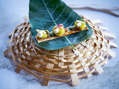 The deconstruction of a samosa is one of the many examples of molecular gastronomy available at Masala Library by Jiggs Kalra at JW Marriott Marquis Dubai