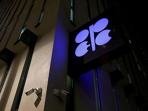 The logo of the Organisation of the Petroleum Exporting Countries  at OPEC's headquarters in Vienna, Austria.