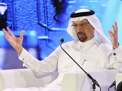 Saudi Minister of Energy Khalid Al Falih speaks during financial sector conference in Riyadh, Saudi Arabia. 