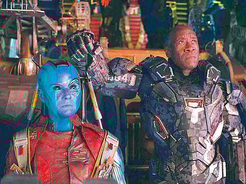 Karen Gillan and Don Cheadle in ‘Avengers: Endgame’.