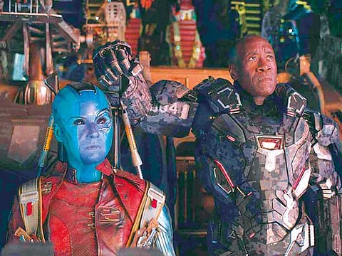 Karen Gillan and Don Cheadle in ‘Avengers: Endgame’.