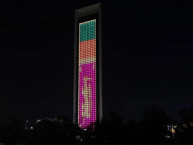 Adnoc building with Sri Lanka colours