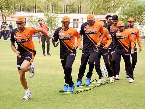 Sunrisers Hyderabad players during a training session. 