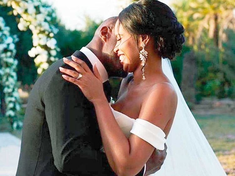 190429 Idris Elba and Sabrina Dhowre at their wedding.