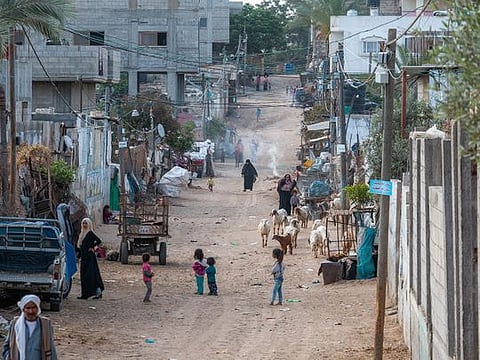 File photo: A street scene looking down the street into a Bedouin community in Gaza. 