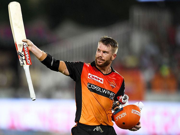 Sunrisers Hyderabad's David Warner gestures
