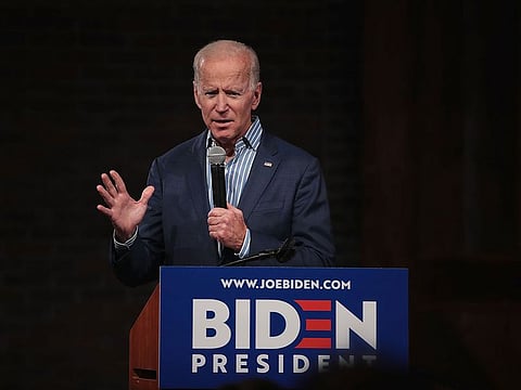Democratic presidential candidate and former vice president Joe Biden speaks to guests during a campaign event at The River Center on May 1, 2019 in Des Moines, Iowa.