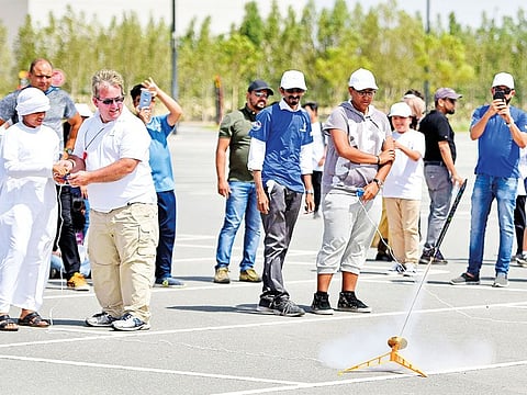 Students from schools across the country assembled at Dubai Parks and Resorts to launch their model rockets on Saturday.