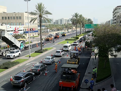 Roadworks in Karama brought traffic to a crawl during the afternoon hours on Saturday.