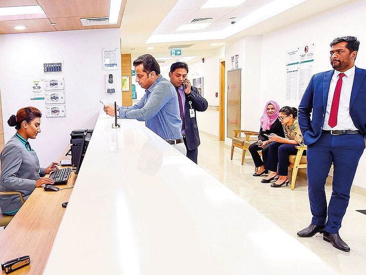 Staff busy during the rush hour at a hospital in Al Ghusais