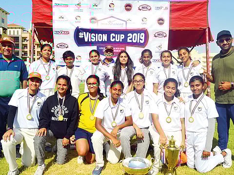 Gems Modern Academy team that won the Under17 title. 