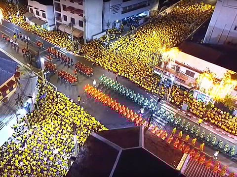 An aeriel view of Maha Vajiralongkorn's procession