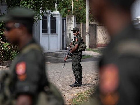 Soldiers stand guard outside St. Sebastian Church, days after a string of suicide bomb attacks across the island on Easter Sunday, in Negombo, Sri Lanka, May 1, 2019.