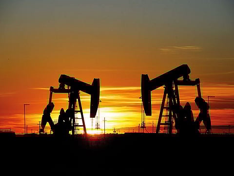 Pump jacks at an oilfield in Midland, Texas. 