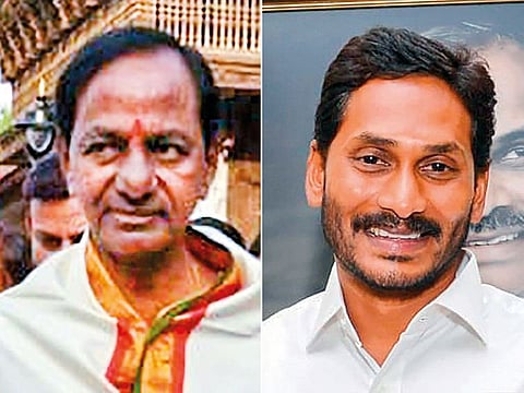 K Chandrasekhar Rao, left, and YS Jaganmohan Reddy