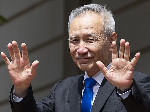 Liu He, China's vice premier, waves while departing the Office of the U.S. Trade Representative following a meeting in Washington, D.C., U.S., on Friday May 10, 2019.