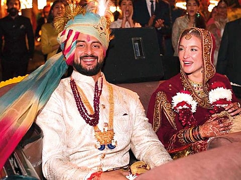 Arunoday Singh and Lee Elton on their wedding day