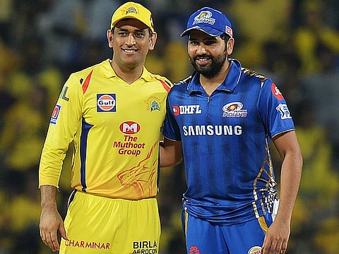 Chennai Super Kings captain Mahendra Singh Dhoni (left) and Mumbai Indian captain Rohit Sharma. 