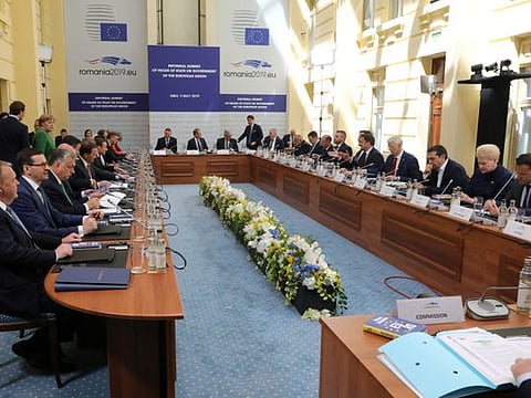 A general view shows the informal meeting of European Union leaders in Sibiu, Romania, May 9, 2019.
