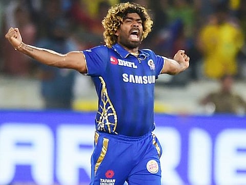 Mumbai Indians bowler Lasith Malinga celebrating after win over Chennai Super Kings (CSK) at the Indian Premier League 2019 final at Rajiv Gandhi International Cricket Stadium in Hyderabad, on Sunday, May 12, 2019.