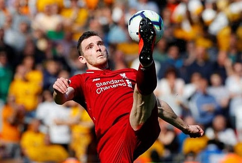 Liverpool's Andrew Robertson in action.