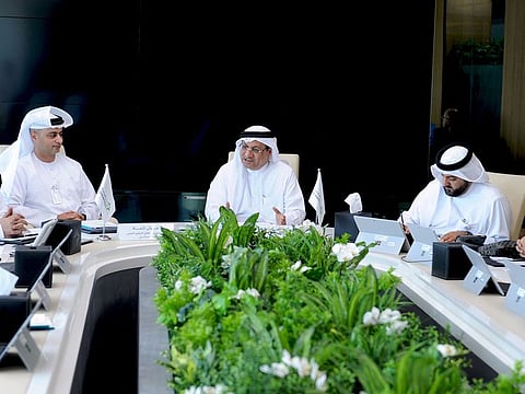 Humaid Al Qutami and senior DHA officials at a press conference held to discuss the cases of suspected medical negligence yesterday. Al Qutami said patient safety remains DHA’s priority.