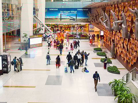 The arrival hall in Indira Gandhi International Airport in New Delhi, India