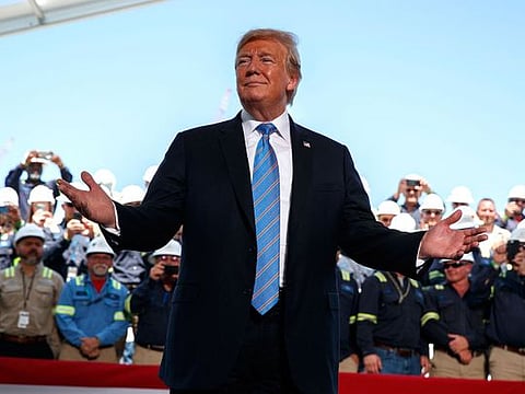 President Donald Trump arrives to speak on energy infrastructure at the Cameron LNG export facility.
